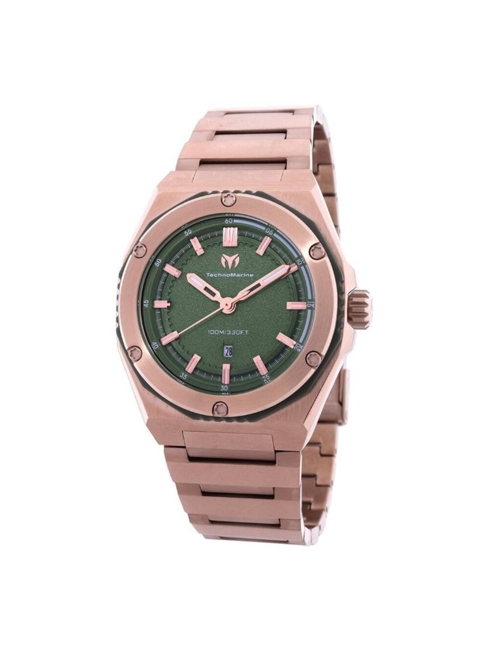NWT Technomarine Coral Quartz Olive Green Dial Ladies Watch